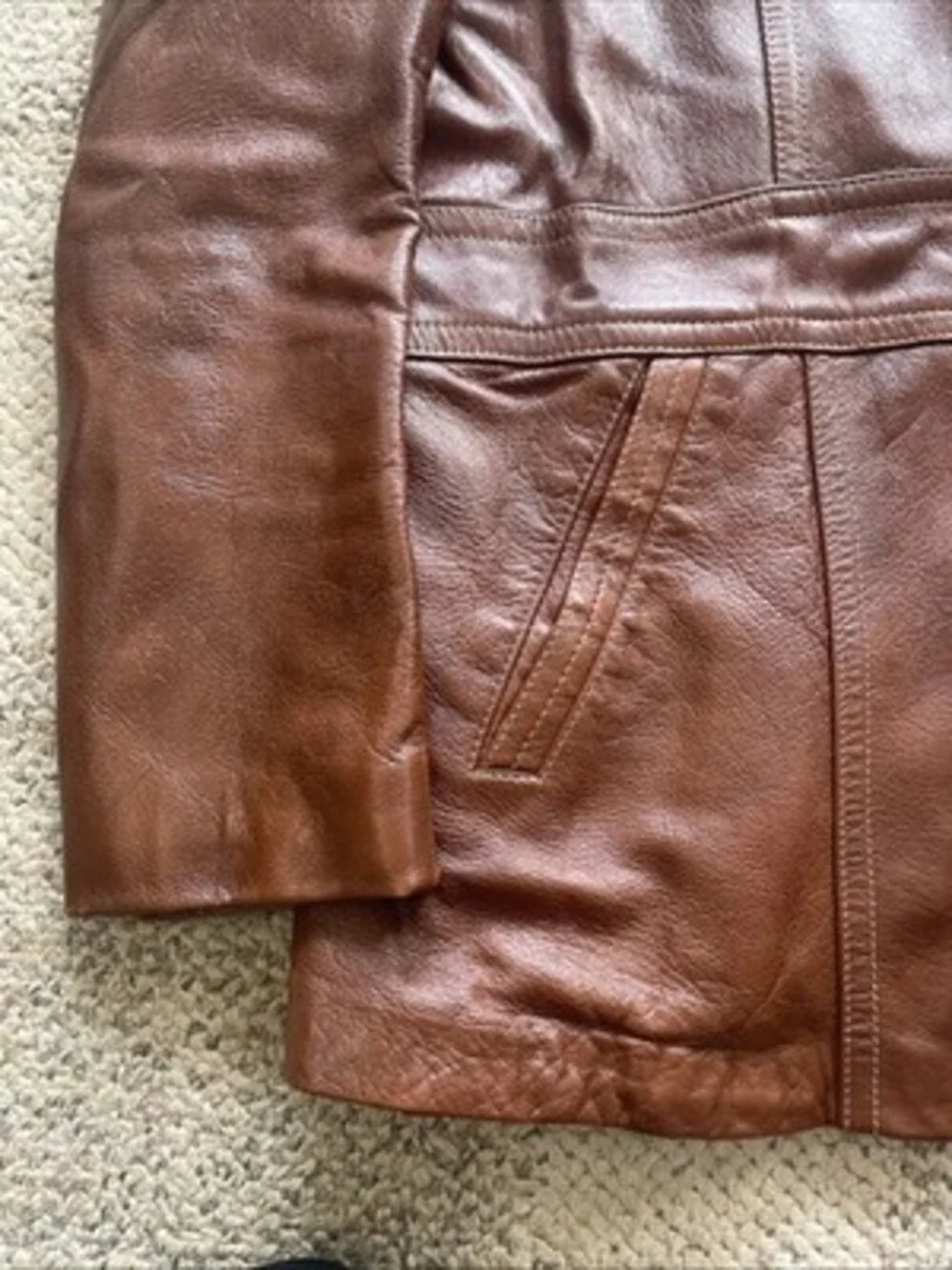 Vintage 70s 100% Cabretta Glove Leather Jacket Blazer Brown Size 44